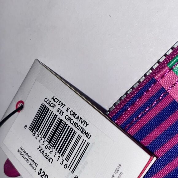 Kipling Women's Purple Orchid Striped AC7597 Creativity Pouch NWT - Picture 6 of 6